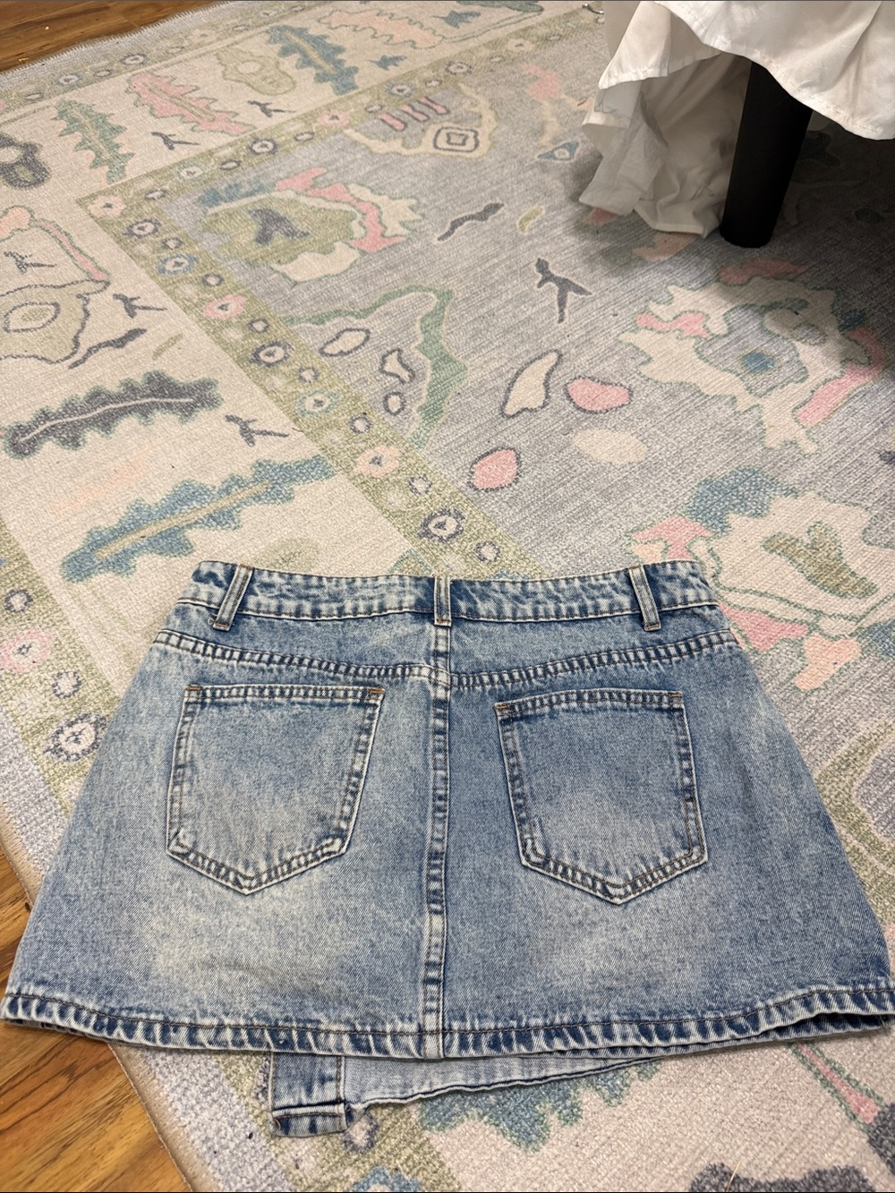SHEIN Light Blue Asymmetrical Button-Front Denim Mini Skirt - Picture 3 of 3